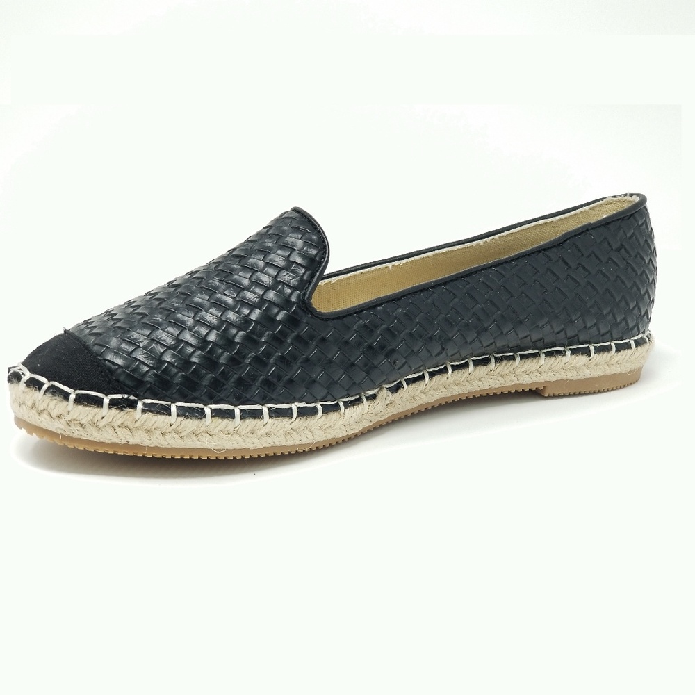 Women Wicker Espadrille Flats, E-2601, Black, Size 8 - Picture 2 of 3